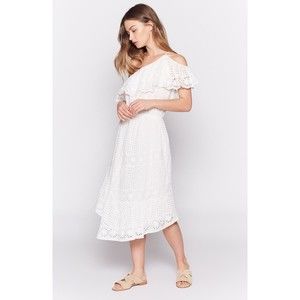 NWT JOIE Corynn Eyelet Lace Midi Dress Sz XS Off Cold Shoulder White $395